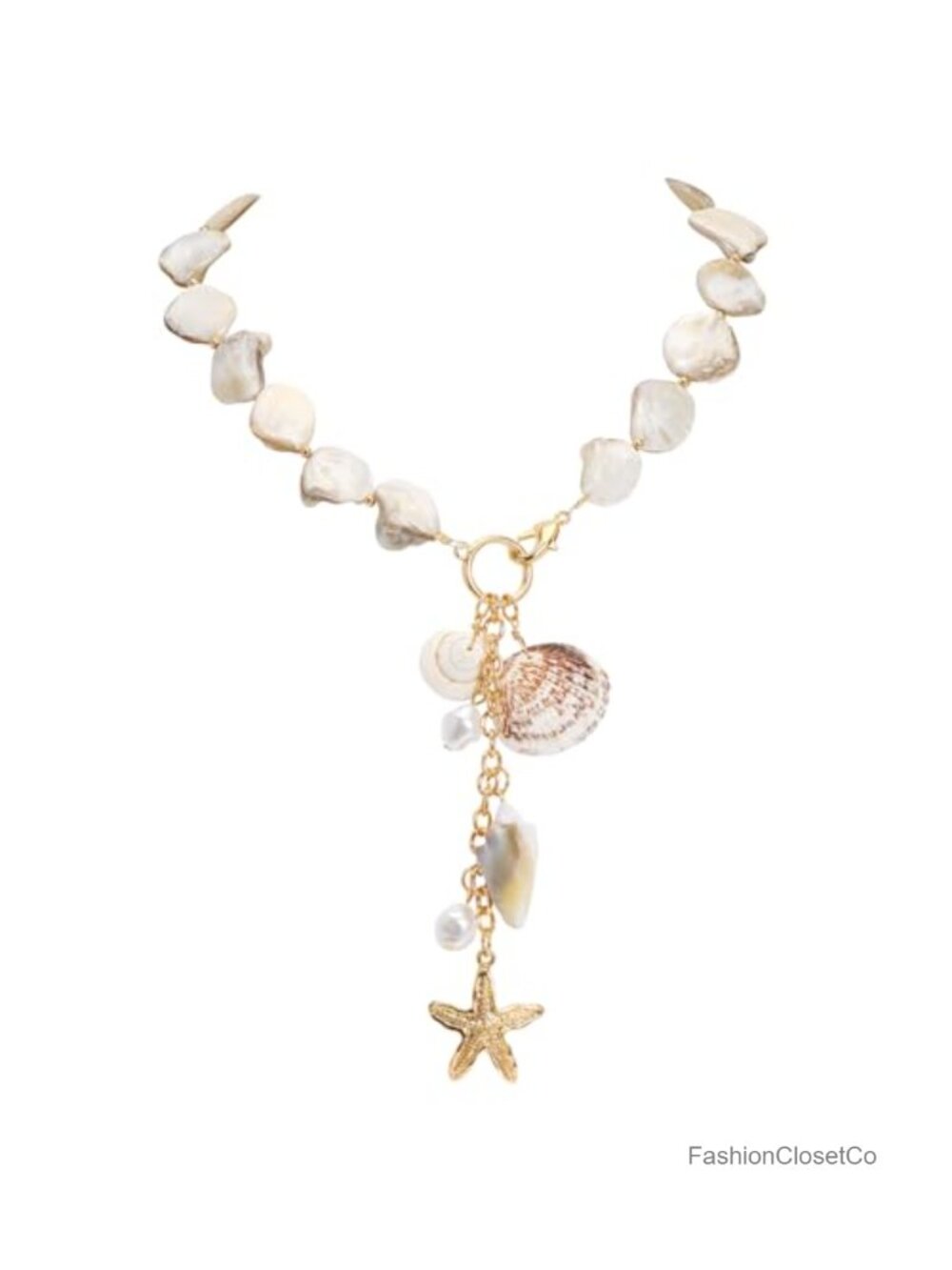 Natural Shell Pearl Bib Choker Necklace Beach Costume Collar